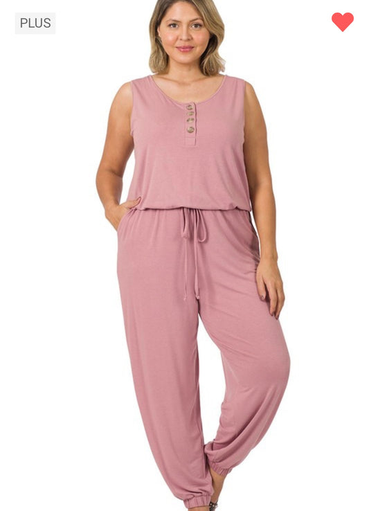 Plus Sleeveless Jogger Jumpsuit