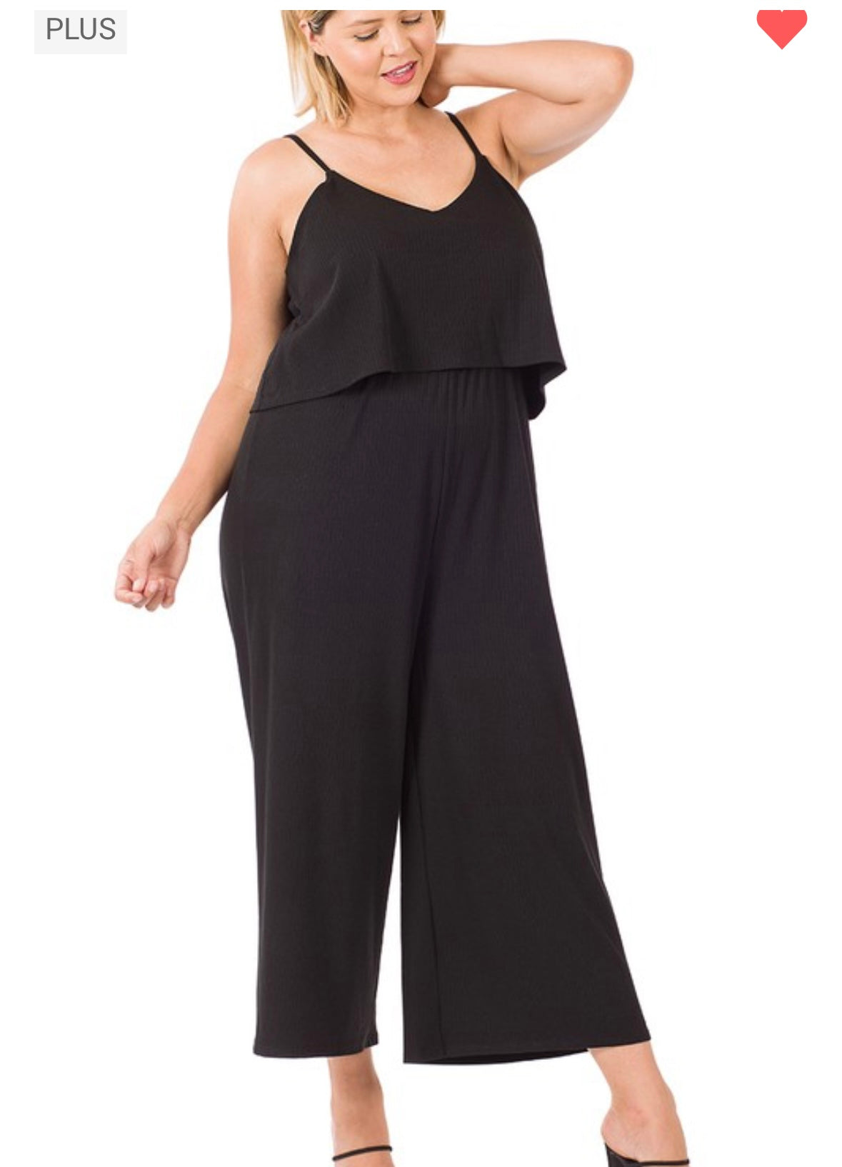 Plus Ribbed Double Layer Jumpsuit