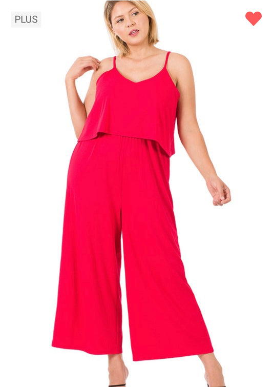 Plus Ribbed Double Layer Jumpsuit