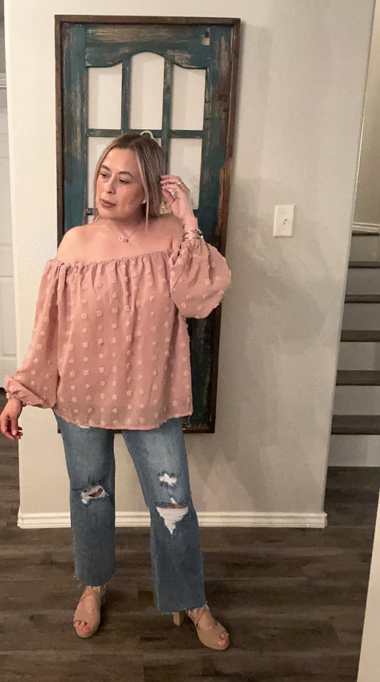 Solid Off Shoulder Loose Top