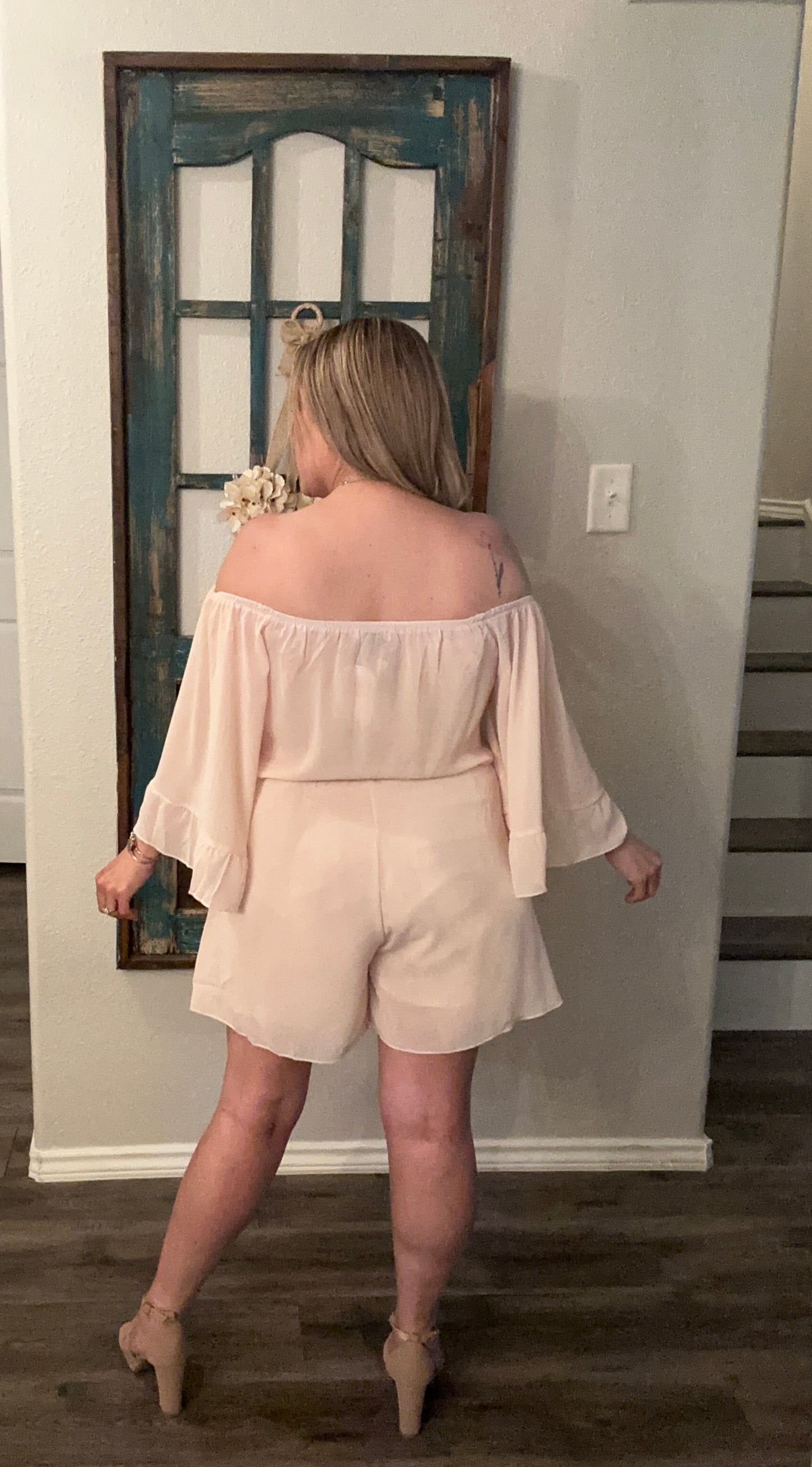 Off Shoulder Bell Sleeve Romper