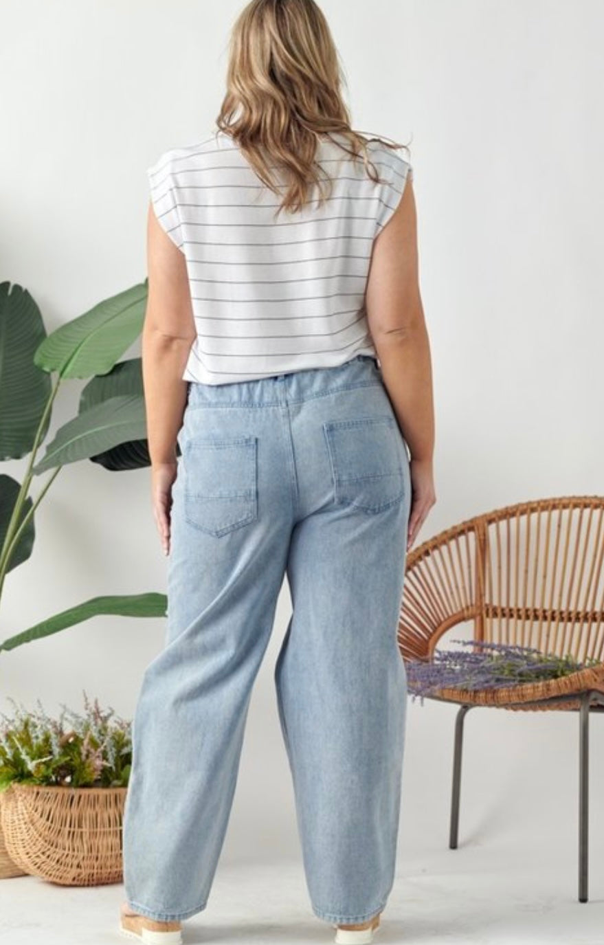 Plus SizeDistressed Wide Leg Denim